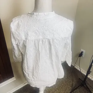 The Webster Miami Target embroidered‎ white top blouse Eyelet Lace 100% cotton L thumbnail 4