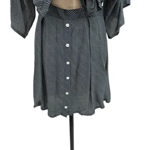 Faithfull the Brand Vinci Tie-Front Dress Cut Out Striped‎ Navy Blue Size US 6 thumbnail 7