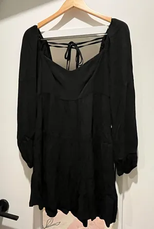 Shinestar Black Mini Dress Ruffled Boho thumbnail 1