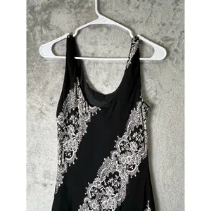 Vintage y2k Lace Overlay Handkerchief Hem Slip Dress Gothic Whimsigoth Grunge SM thumbnail 4