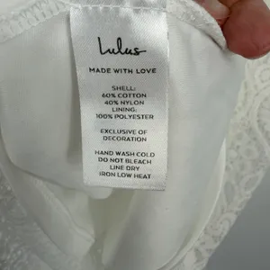 Lulus White Lace Mock Neck Short Sleeve Sheath Dress Size S Bridal Formal‎ thumbnail 5