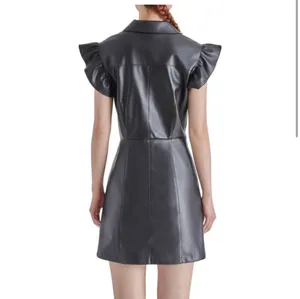 Steve Madden NWT faux leather ruffle dress thumbnail 5