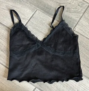 Black Lace Trim Cami Top thumbnail 1