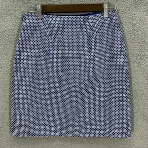 Boden Mini Skirt Womens 6R Blue‎ White Geometric Square Print A-Line Office thumbnail 3