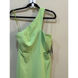 $195 Aidan Mattox Women's Green One-Shoulder Cutout Gown Dress Size 2 thumbnail 5