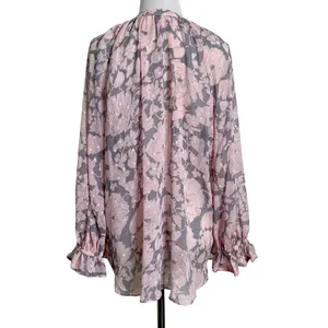 LoveStitch Pink and Grey Floral Sheer Blouse L thumbnail 7