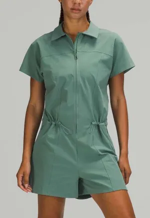 Lululemon Stretch Rib Pocketed Romper Tidewater Teal Size 4 thumbnail 1