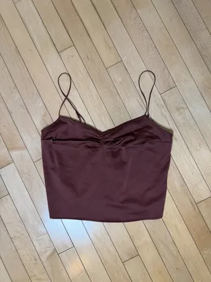 Abercrombie & Fitch Brown Silky Satiny Cropped Camisole Top New Size Small thumbnail 2