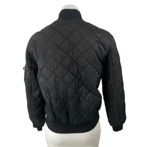 Alpha Industries MA-1 Diamond Black Quilted Long Sleeve Bomber Coat Jacket Sz S thumbnail 4