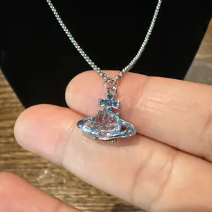Transparent Blue Pendant Necklace thumbnail 3