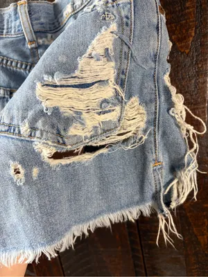 Rag & Bone Distressed Denim Shorts - High-Rise, Hi-low thumbnail 7