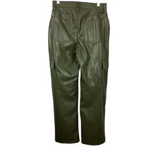 Abercrombie & Fitch The 90's Relaxed High Rise Cargo Vegan Leather Pants Size 6 thumbnail 5