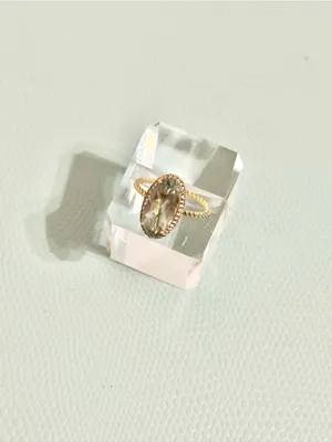 TJ Maxx 14K Gold Plated Oval Green Amethyst Twisted Rope Cocktail Ring Sz 9 thumbnail 2