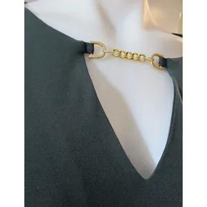 Michael Kors Women’s Green Wrap Dress Gold Chain Detail Size Small Pre‑Owned thumbnail 3
