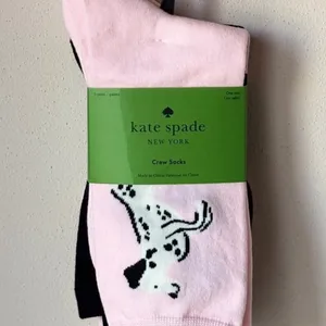 Kate Spade 3 Pack Crew Socks w/Dog Design, Pink Polka Dot & Black with Spades thumbnail 4