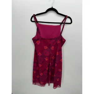 Vtg Y2K Pink Floral Mesh Mini Dress Slip Lettuce Hem Fairycore Coquette‎ Mcbling thumbnail 2