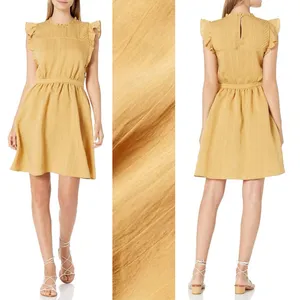Club Monaco Mustard Ruffle Sleeve Fit And Flare Dress Womens 6 New NWT thumbnail 2