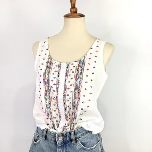 Vintage western embroidered white button up tank top Size Medium 9-10 thumbnail 5