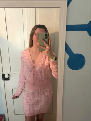 Francesca's NWT Lara Tweed Plaid cardigan and Mini Skirt set thumbnail 3