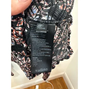Free People‎ Floral Smocked Waist Square Neck Long Sleeve Blouse Black Large thumbnail 3