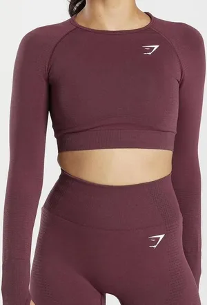 Maroon Gymshark Long Seamless Sleeve Shirt thumbnail 1