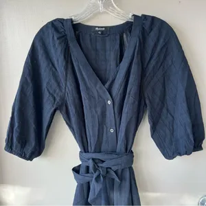 Madewell Tie-Waist Tiered Midi Dress in Windowpane thumbnail 4