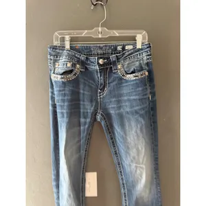 Miss Me Y2k Low Rise Bootcut Jeans Blue Embellished Rhinestone Size 29 thumbnail 4