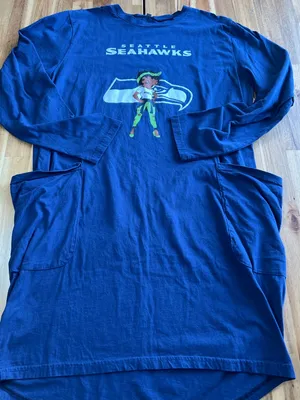 Seattle Seahawks Long Sleeve Night Gown Women Blue Graphic NFL Football thumbnail 1