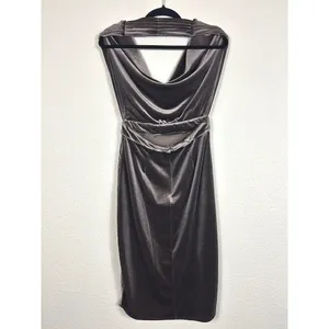 Womens Velvet‎ Cowl Neck Velvet Sleeveless Dress L Open Back Holiday New Year's thumbnail 2