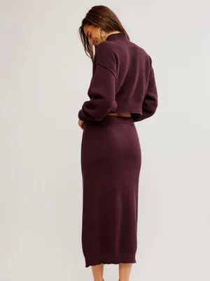 Free People Hailee Sweater Skirt Set in Vintage Wine S thumbnail 6
