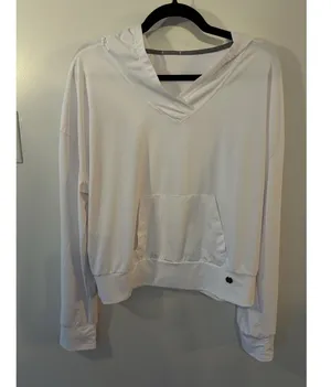 PrAna Eileen Long Sleeve Crop Hoodie Womens XL Stretch Lightweight Pocket White thumbnail 1