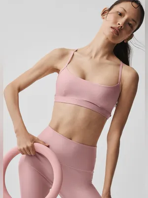 Alo Yoga NWT Airlift Intrigue Bra Vintage Pink Seamless Scoop Bralette Size S thumbnail 3