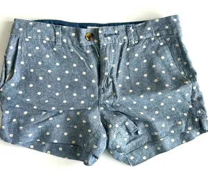 Old Navy Blue Polka Dot Linen Mid Rise Shorts Sz‎ 2 thumbnail 1
