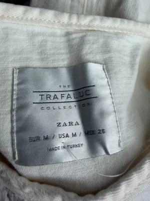 ZARA Trafaluc Cream Denim Shift Dress Size Medium thumbnail 6