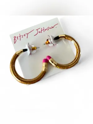 NWT Betsey Johnson Pencil Hoop Earrings thumbnail 2