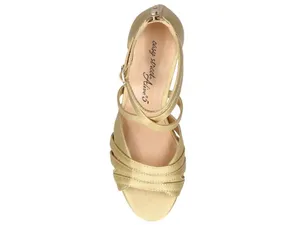 NWT Easy Street Evening Dress Crissa Block Heel Sandals CRISA Gold Satin 10M thumbnail 2