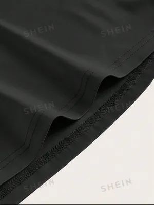 SheIn EZwear Solid Color Back Zipper Women's Chest Splicing Slip Satin Black Dress With Spaghetti Straps thumbnail 3