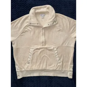 Athleta Women's Recover Cozy Snap Front‎ Sweatshirt Chantilly Cream Sz XL thumbnail 2