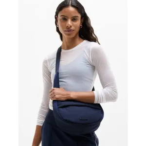 New Athleta All About Sheen Small Crossbody Hobo Bag Navy Blue thumbnail 4