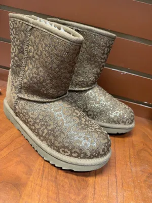 UGG Leopard-Pattern Suede Mid-Calf Boots in Beige thumbnail 2