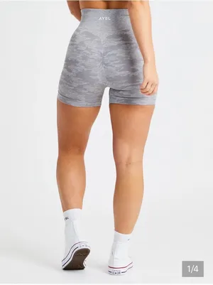 AYBL Gray Camo High-waist bike shorts workout running active M casual spring 45$ thumbnail 2