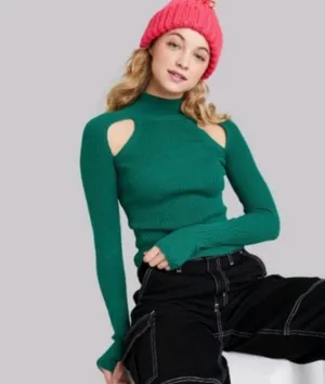 Bundle: 2 Wild Fable Low Turtleneck Ribbed Cutout Long Sleeve thumbnail 4