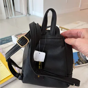 Christian Siriano NWT Mini Backpack – Black Faux Leather Gold Hardware thumbnail 3