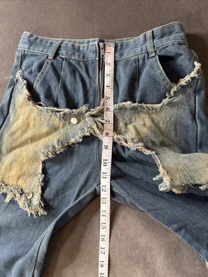 Women’s Streetwear Y2K Blue Denim Jeans Star Design Baggy Wide Leg Size 28 NEW thumbnail 5