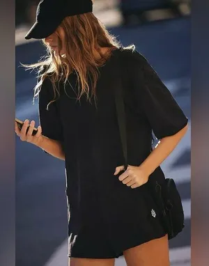 Free People Movement NWOT Hot Shot Tee Romper Washout Black Size XS thumbnail 4