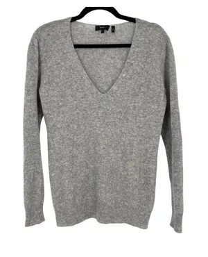 Theory Adrianna RL 100% Cashmere V-Neck Sweater Gray Size Small Quiet Luxury thumbnail 1