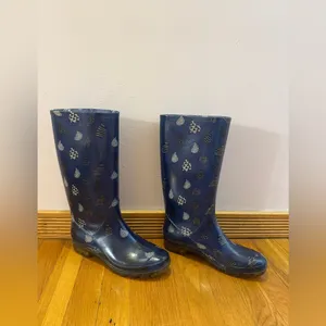 Toms Raindrop Print Rain Boots Wellies Size 8 thumbnail 4
