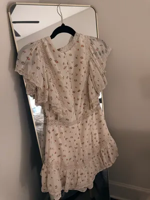 Here Comes the Sun Boutique Cream & Floral Lace Romper thumbnail 4