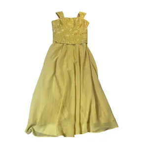 Yellow Lace Overlay Sleeveless Fit & Flare Maxi Prom Dress Size 14 thumbnail 2