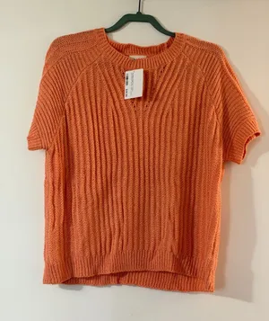 BiBi Bright Orange Short-Sleeve Crewneck Knit Top thumbnail 1